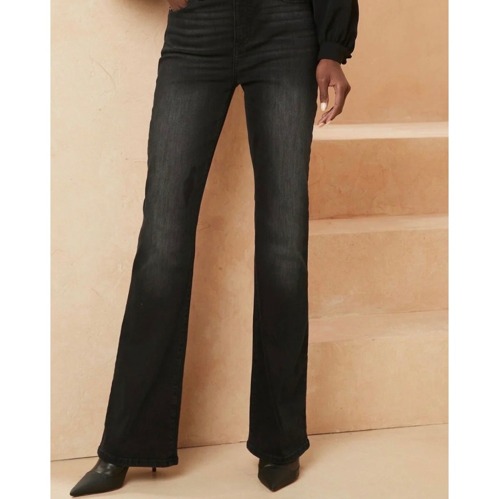 🔴Banana Republic High Rise Bootcut Flare Jeans Faded Black Denim Size 25/0